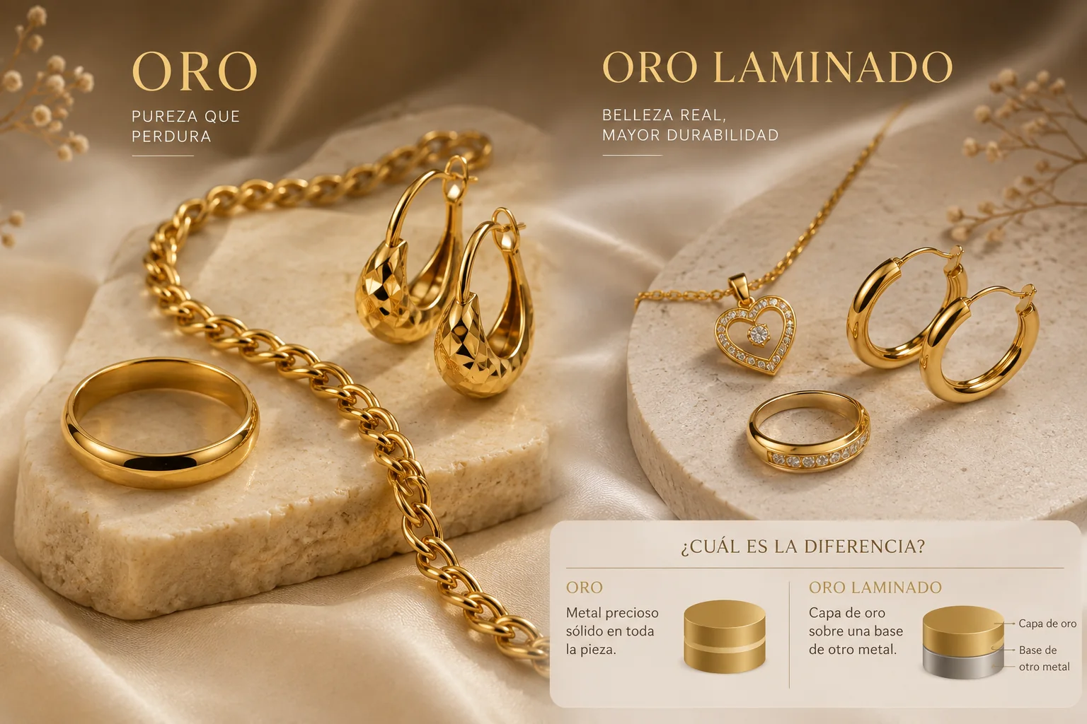 Oro y oro laminado — Pureza que perdura, belleza real y mayor durabilidad