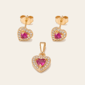 Juego Corazón con Piedra Rosa