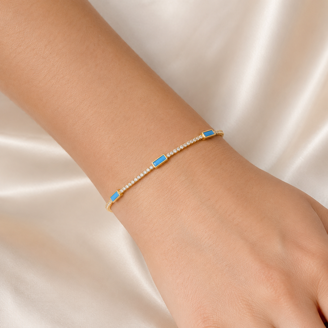 Pulsera Turquesa Rectangular - Imagen 2