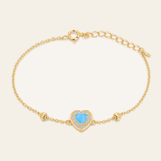 Pulsera Corazón Turquesa Acanalada