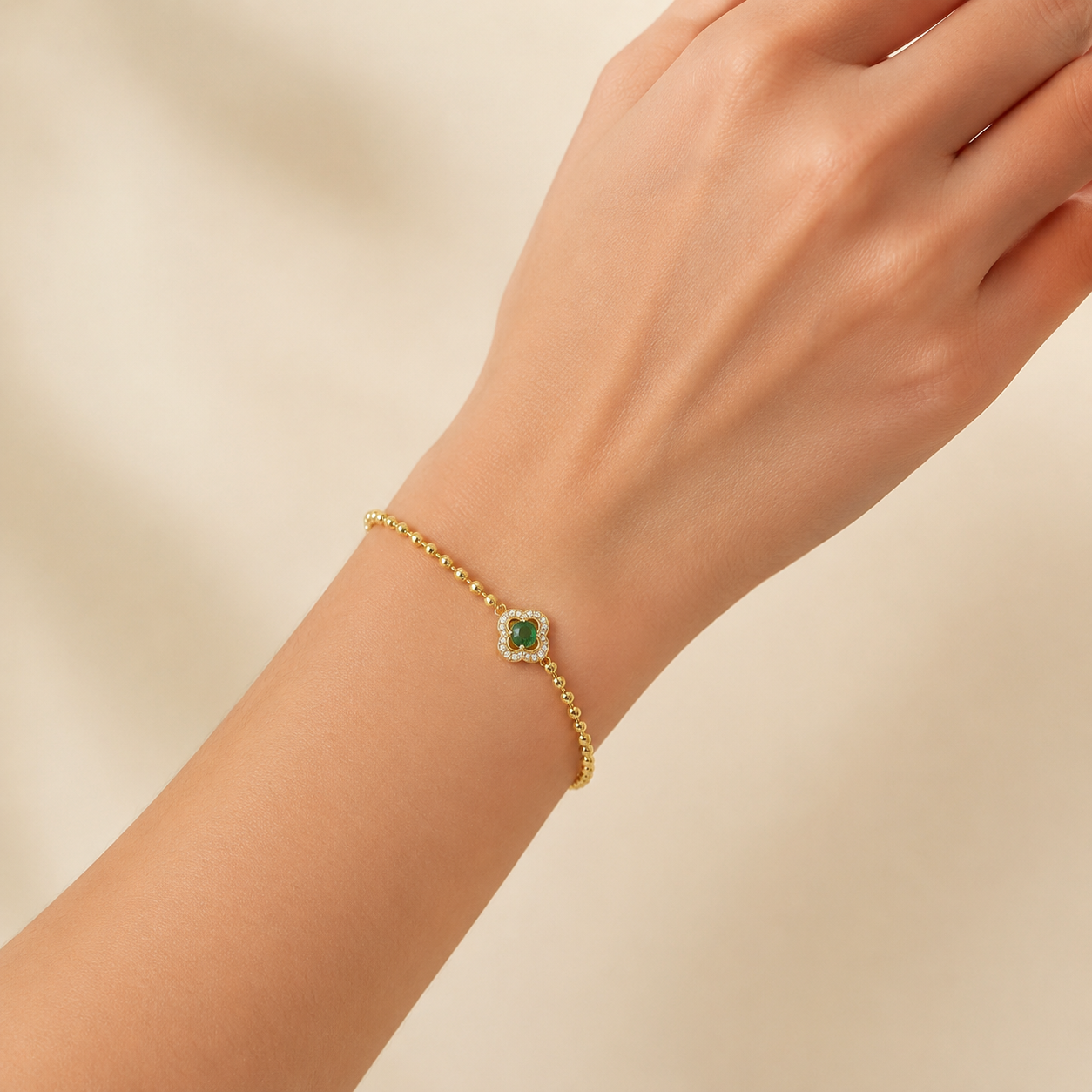 Pulsera Trébol Bola Turquesa - Imagen 2