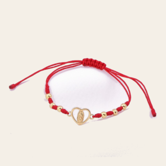 Pulsera Cordón Rojo Corazón Guadalupano