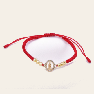 Pulsera Cordón Rojo Óvalo de Cristales