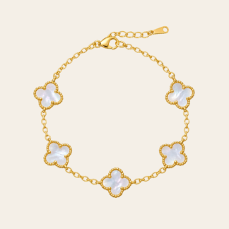 Pulsera Trébol Nácar Blanco