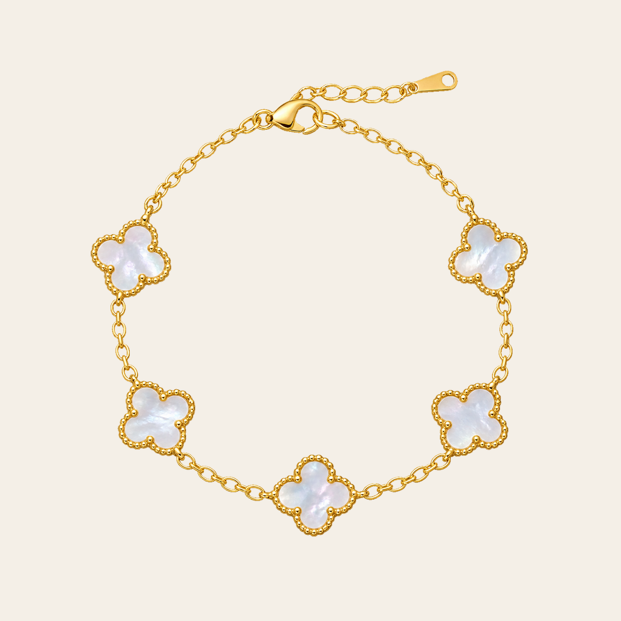 Pulsera Trébol Nácar Blanco