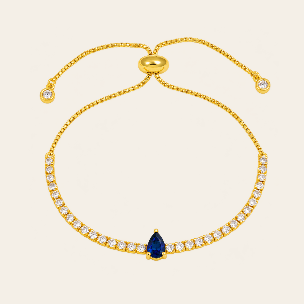 Pulsera Tenis con Piedra Azul Ajustable