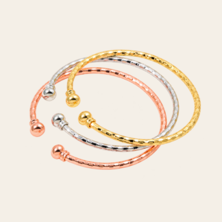 Brazalete Abierto Texturizado Plateado