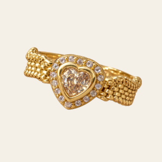 Anillo Corazón Dorado Trenzado